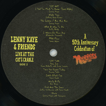 Hope Nicholls LP Lenny Kaye and Friends Live At The Cat's Cradle label 2